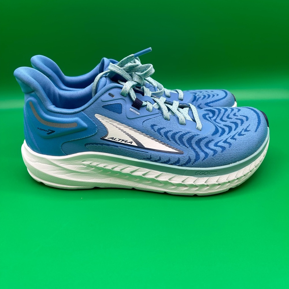 Altra Light Blue and White Max-Cushion Running Sneakers